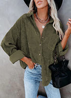 Damen Übergroße Kordbluse R&B