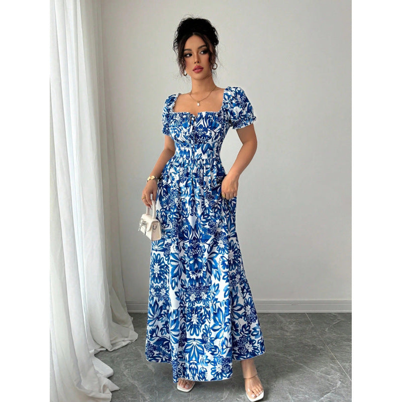Damen Maxikleid mit quadratischem Ausschnitt und offenen Trägern R&B