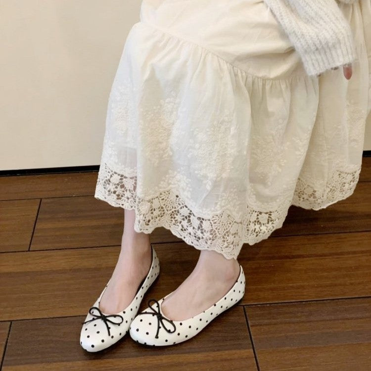 Damen Ballerinas mit Punkten und verspieltem Schleifen-Detail EB