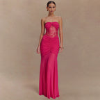 Damen Glamouröses Abendkleid mit Spitzenakzenten und figurbetonter Raffung R&B