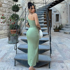 Damen asymmetrisches Maxikleid mit Rüschen und hohem Seitenschlitz R&B
