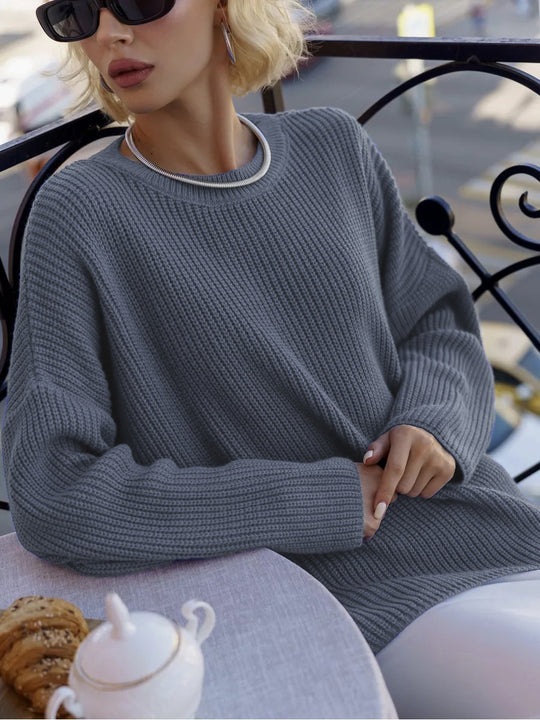 Damen Oversized Strickpullover mit weitem Schnitt und Struktur R&B