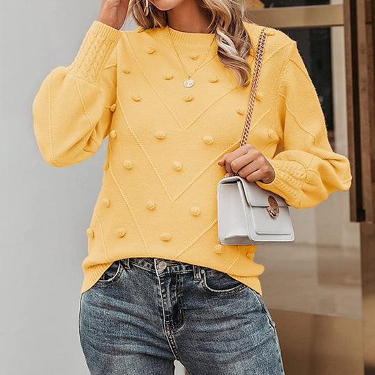 Damen Strickpullover mit 3D-Pünktchen R&B