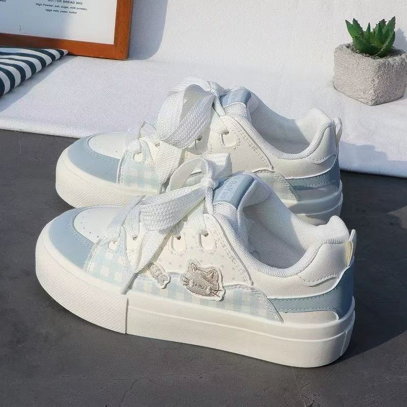 Damen Sneakers mit modischem Karomuster und komfortabler Sohle
