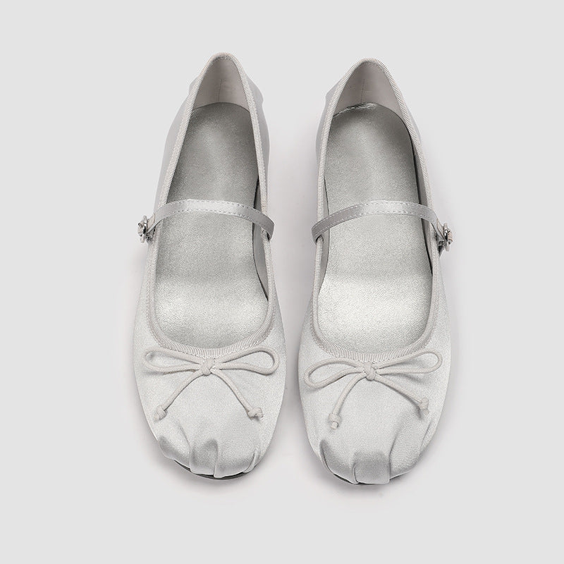 Damen elegante Ballerinas mit dezentem Riemen und feinem Schleifendetail R&B