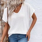 Damen Lockere V-Neck Strickbluse R&B