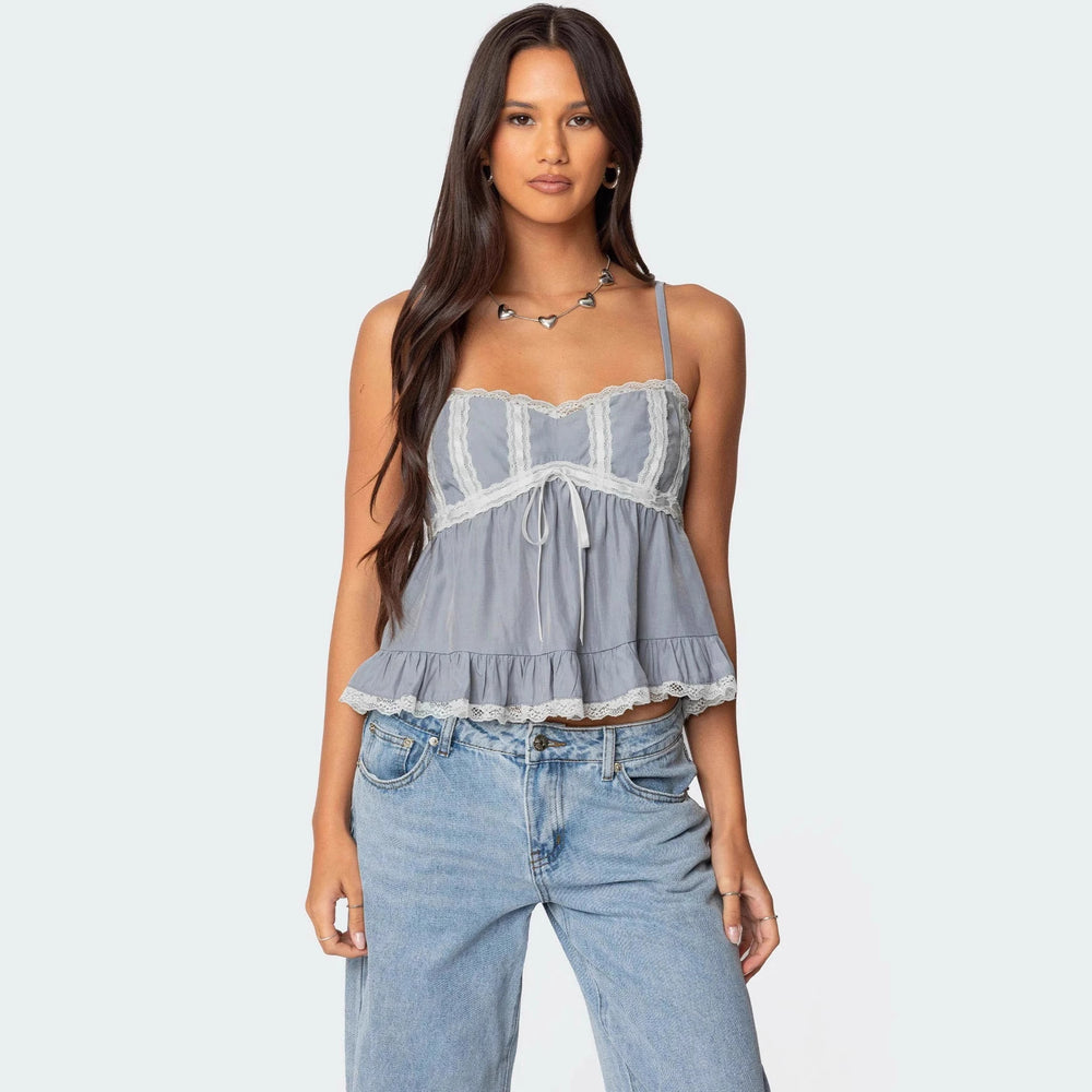 Damen Raffiniertes Sommeroberteil mit Spitzenakzenten und luftiger Silhouette R&B