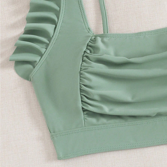 Damen Hochtaillierter Bikini mit Rüschendetails R&B