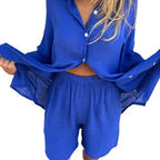 Damen Blusen-Shorts-Set mit Oversize-Schnitt – R&B