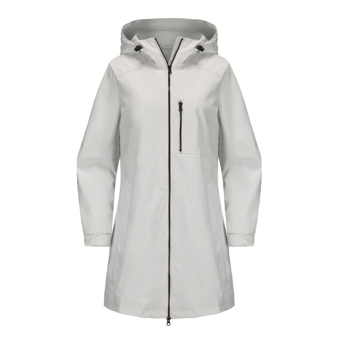 Damen modische Regenjacke mit Kapuze und praktischen Taschen R&B