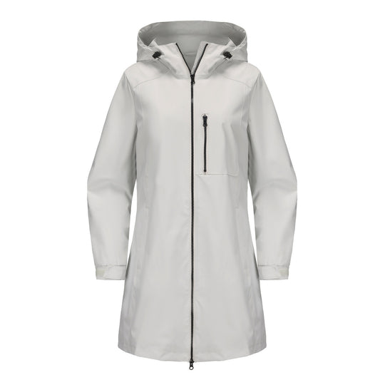 Damen modische Regenjacke mit Kapuze und praktischen Taschen R&B