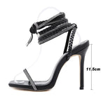 Damen Hohe Sandalen mit eleganten geflochtenen Riemen und Ankle-Strap R&B