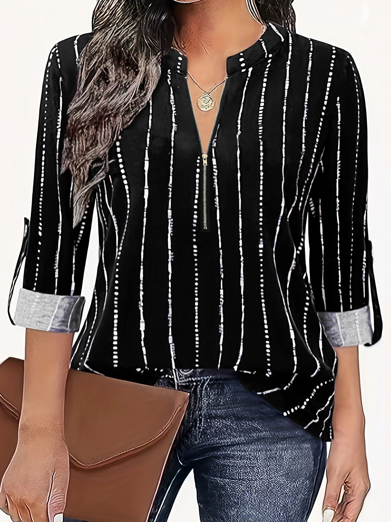 Damen Casual Bluse mit stilvollem Streifenmuster R&B
