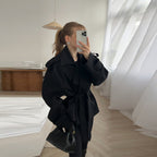 Damen Elegante oversized Trenchjacke mit Gürtel und strukturierten Ärmeln R&B