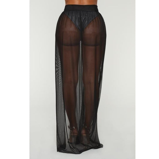 Damen Eleganter Wickelrock aus leichtem Chiffon mit hohem Schlitz R&B