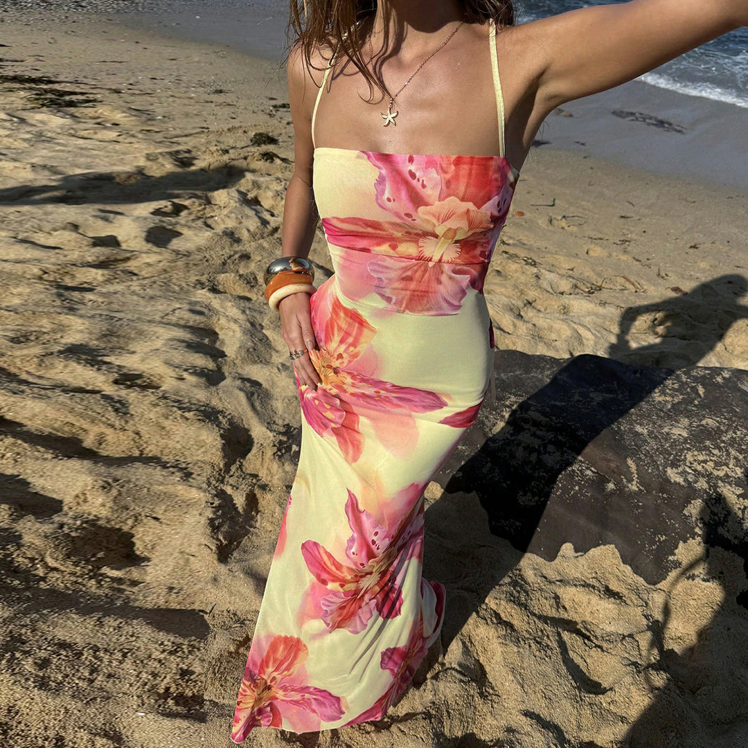 Damen Maxikleid mit floralem Muster und verstellbaren Trägern R&B