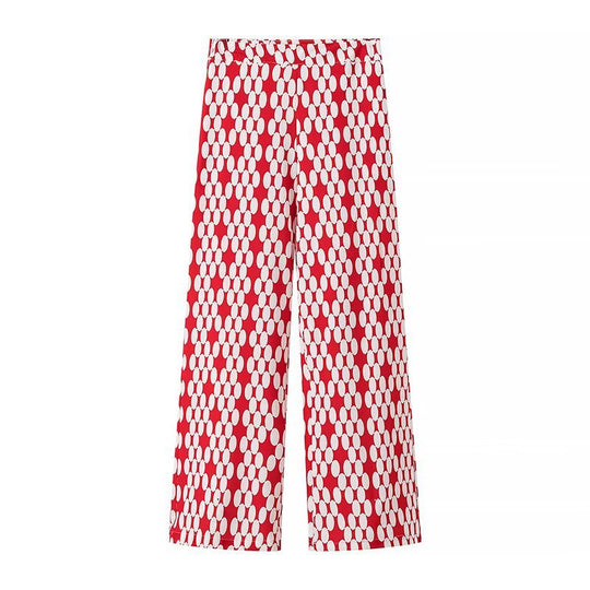 Damen Weite Palazzo-Hose mit modernem geometrischem Muster R&B