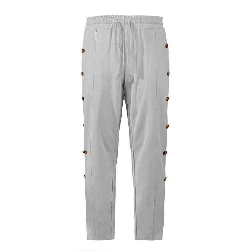 Herren modische Designerhose mit Knopfleiste und verstellbarem Bund R&B
