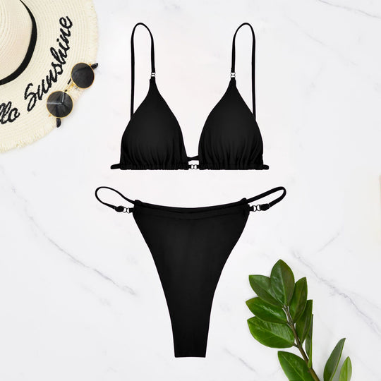 Damen Triangel-Bikini mit feinen Rüschendetails und verstellbaren Trägern R&B