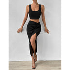 Damen Elegantes Maxi-Kleid mit seitlichem Schlitz und lässigem Wickeldesign R&B