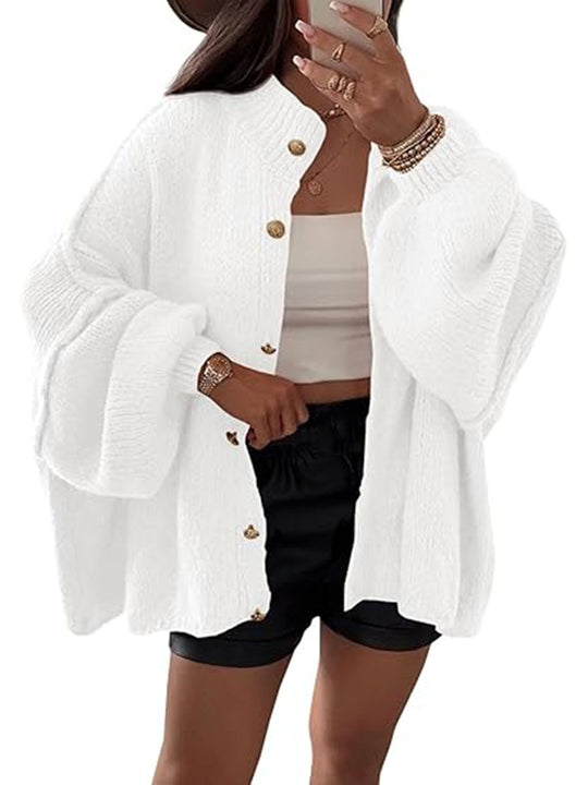 Damen Flauschige Strickjacke mit überschnittenen Schultern R&B