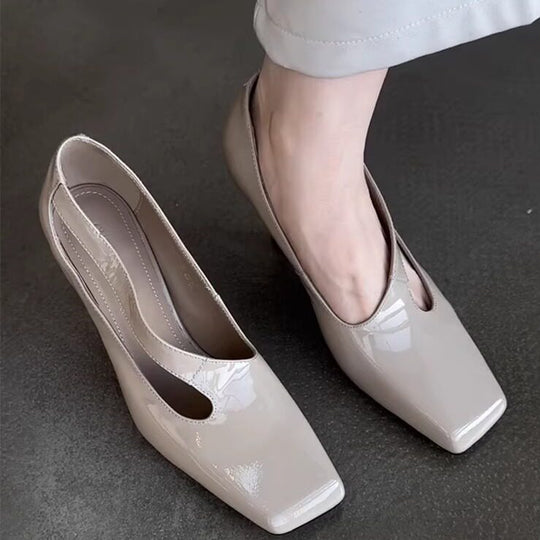 Damen elegante Slingback-Pumps mit glänzender Kappenfront R&B