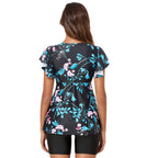 Damen Badeshirt mit Rüschen und integrierten Shorts R&B