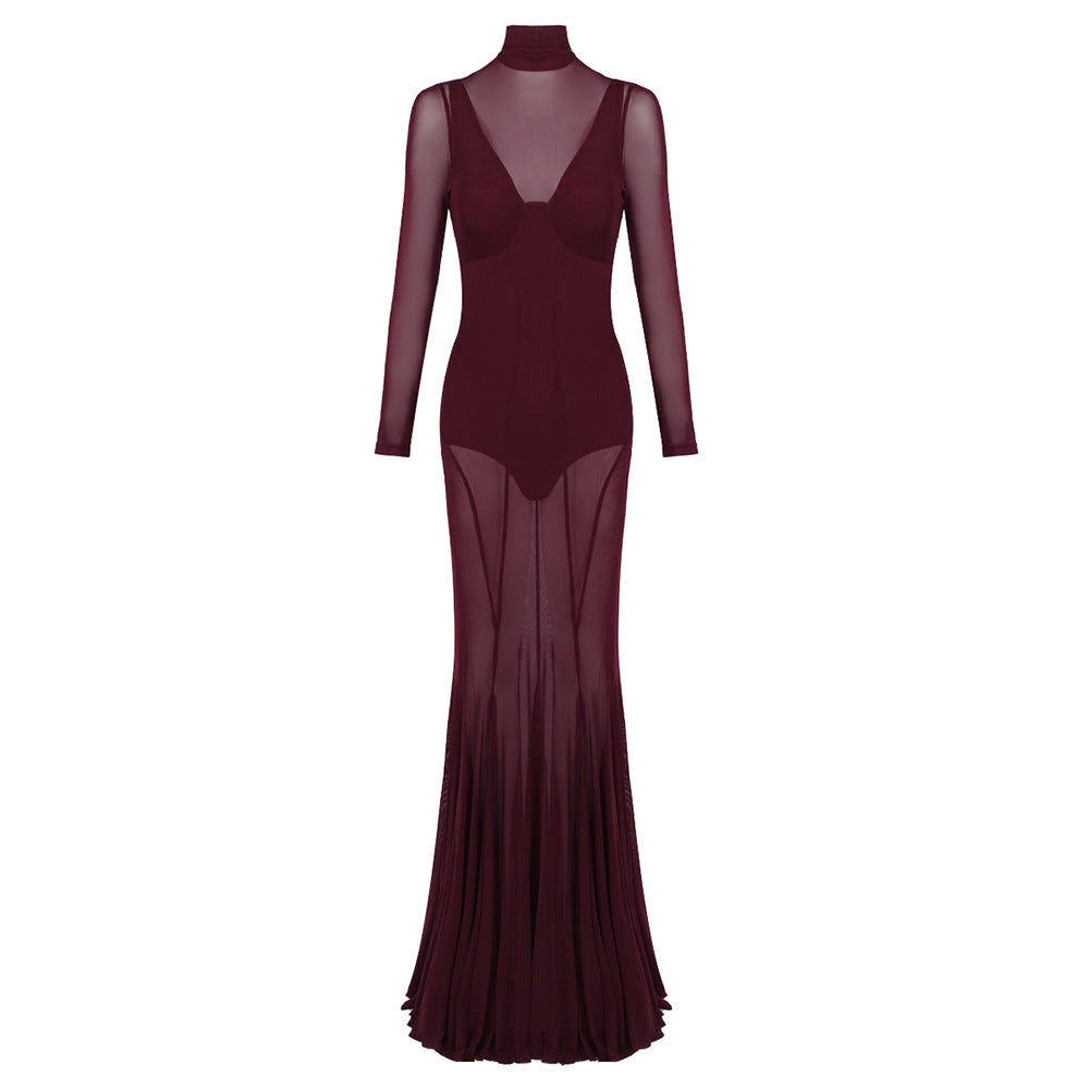 Damen Elegantes und transparentes Abendkleid R&B