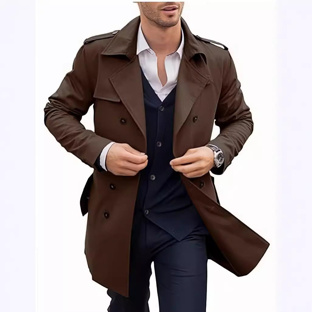 Herren Eleganter Trenchcoat mit klassischem Schnitt und praktischen Taschen R&B