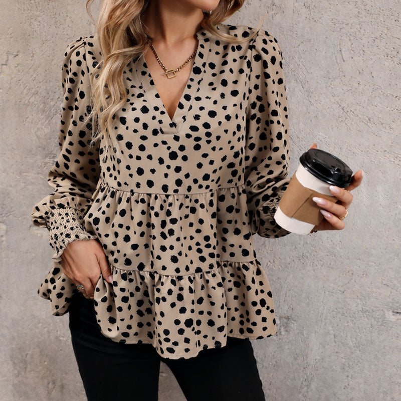 Damen Bluse mit voluminösen Puffärmeln und lässigem Volantdesign R&B