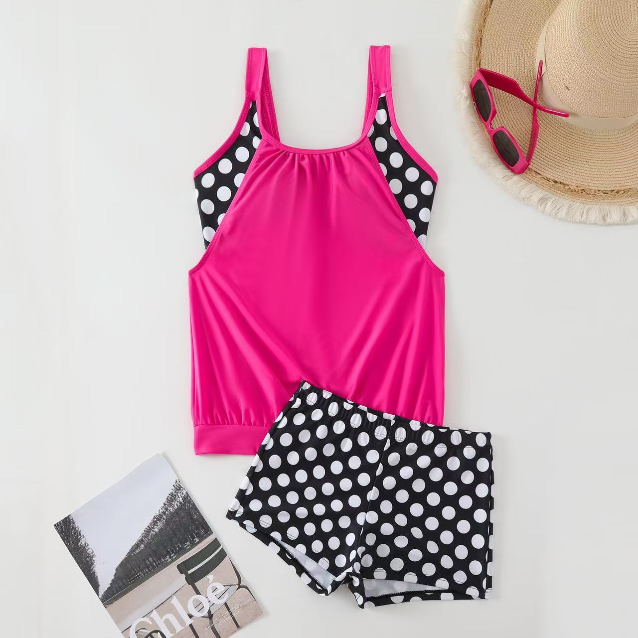 Damen Sportlicher Tankini mit Polka-Dot-Design R&B