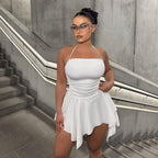 Damen Trendiges Mini-Kleid mit asymmetrischem Saum und Raffungen R&B