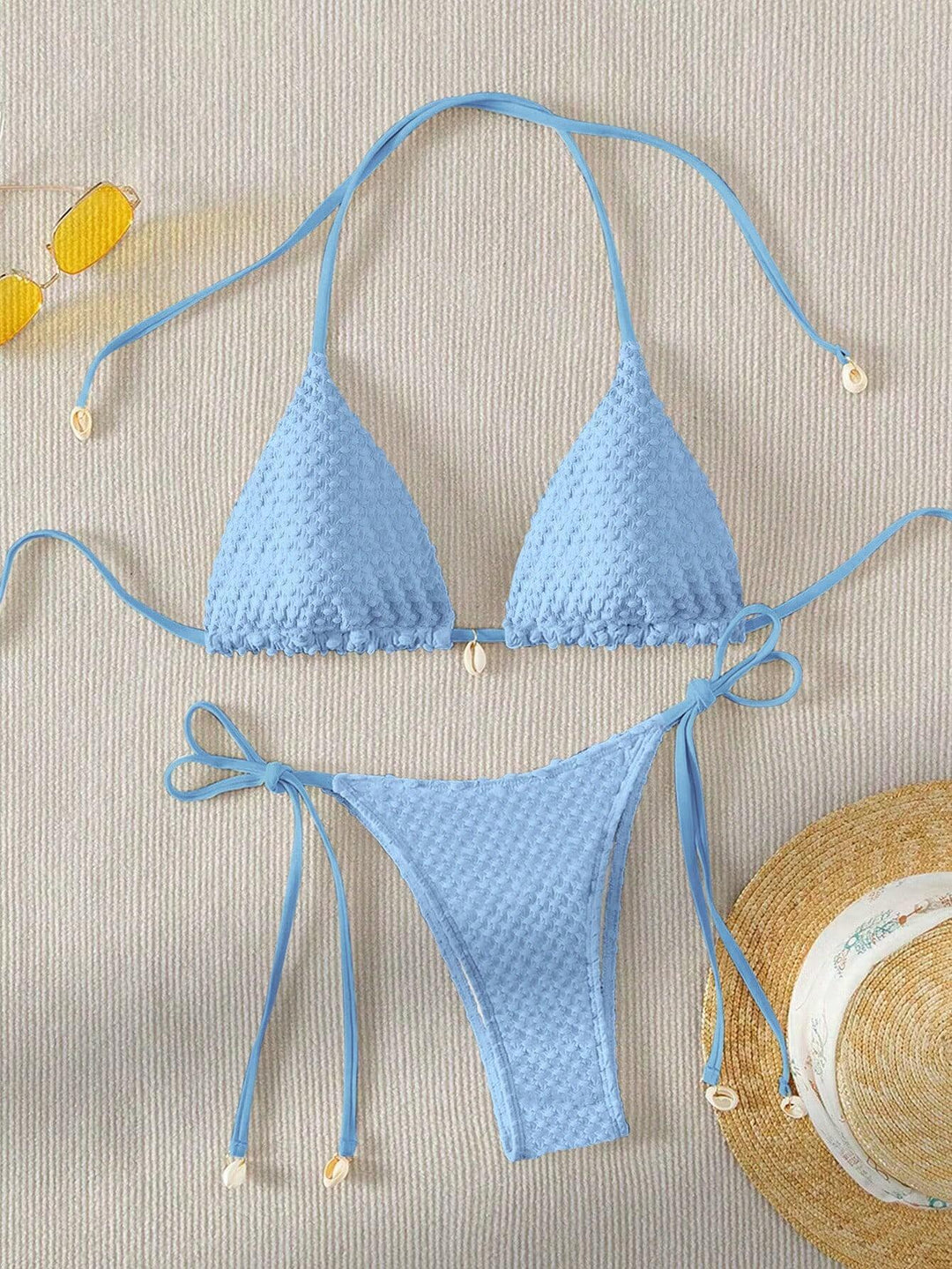Damen Triangle-Bikini mit strukturiertem Material und zarten Bindebändern R&B