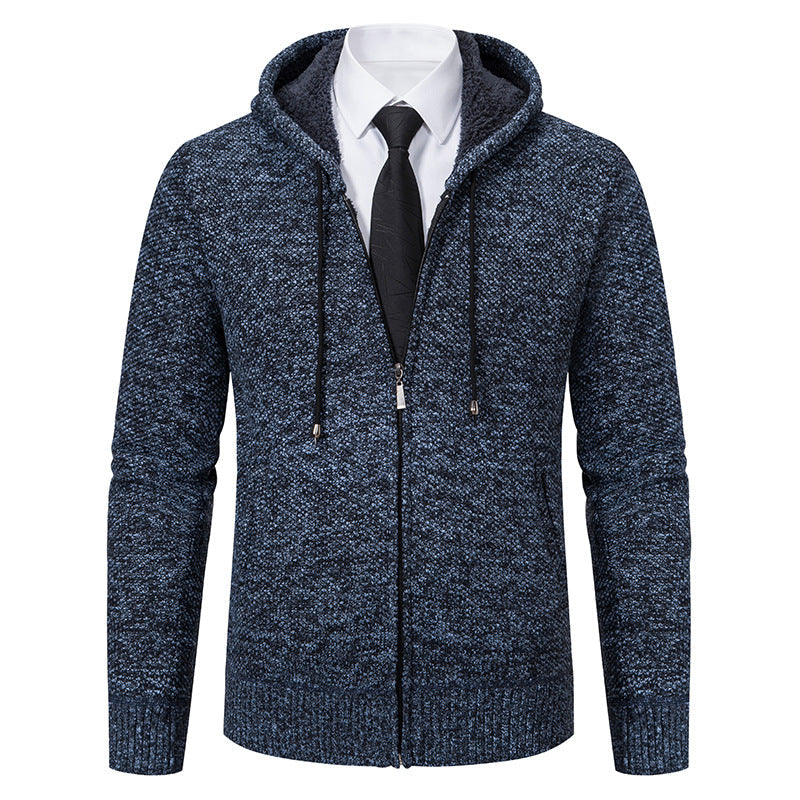 Herren modische Strickjacke mit Kapuze und elegantem Reißverschluss Heidi-Mode