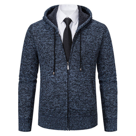 Herren modische Strickjacke mit Kapuze und elegantem Reißverschluss Heidi-Mode