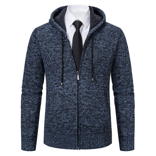 Herren modische Strickjacke mit Kapuze und elegantem Reißverschluss Heidi-Mode