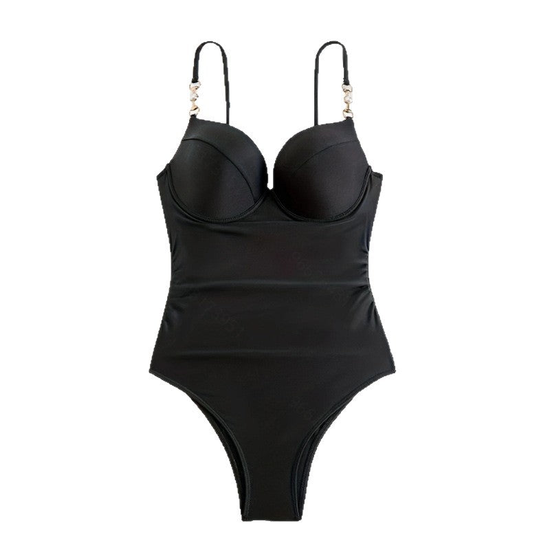 Damen eleganter Einteiler Badeanzug mit verstellbaren Trägern und hochwertigem Bügel R&B