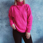 Damen Grobstrickpullover mit strukturiertem Muster und hohem Kragen R&B