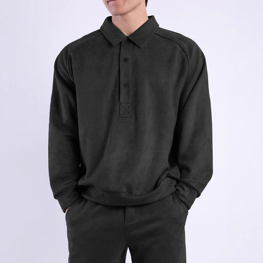 Damen Sportliches Langarm-Polooberteil mit lässigem Kragen und Knopfdetails R&B