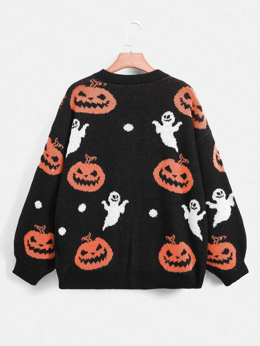 Damen kuschelige Herbstjacke mit gruseligem Motiv R&B