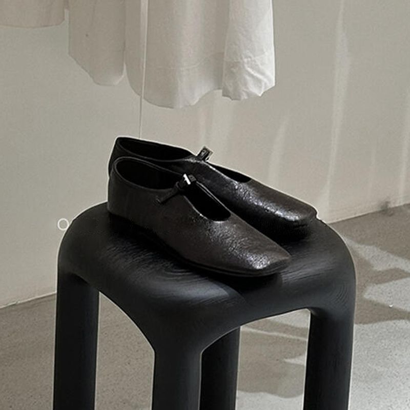 Damen elegante T-Strap Ballerinas mit hochwertigem Leder R&B