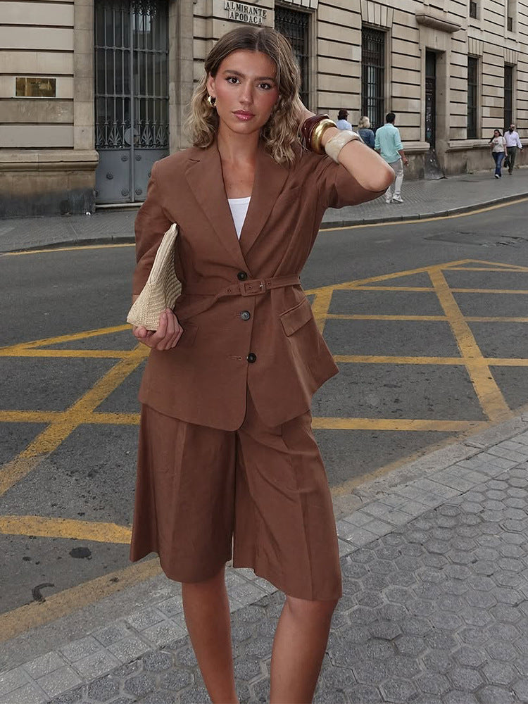 Damen eleganter Blazer mit Gürtel R&B