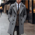 Herren nan eleganter doppelt geknöpfter Wollmantel mit breitem Revers und tailliertem Businessschnitt R&B