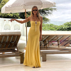 Damen Langarm Maxi-Kleid mit raffiniertem Kordelzug und schmalem Schnitt EB
