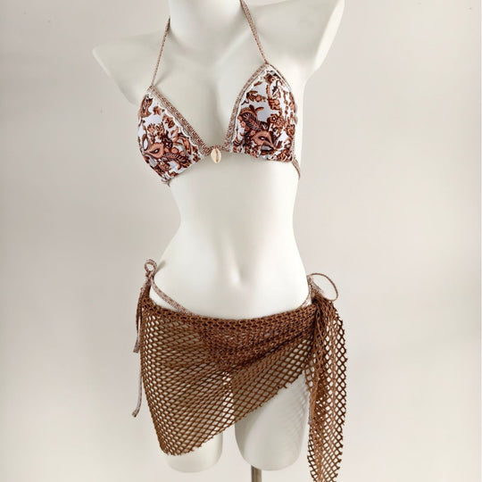 Damen Triangel-Bikini mit modischen Netzrock-Details R&B