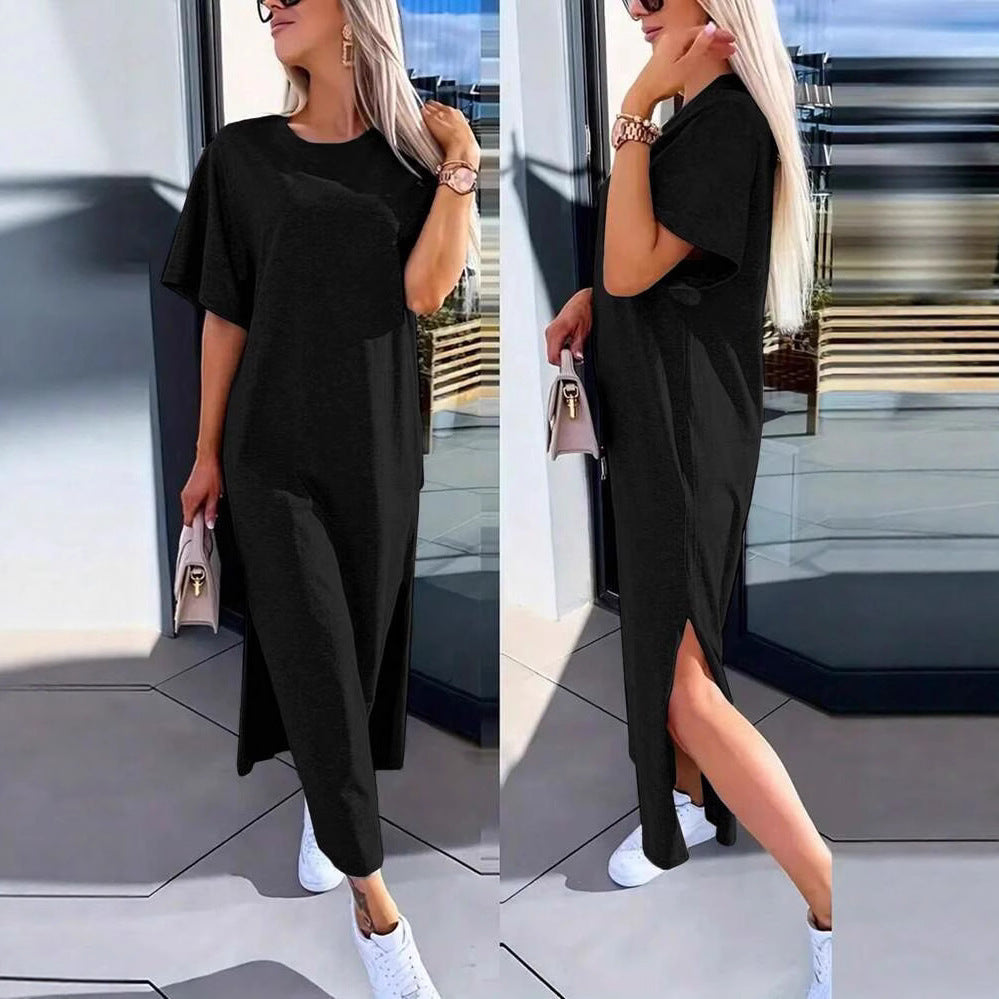Damen Lässiges Maxikleid mit seitlichen Schlitzen und Oversize-Design R&B