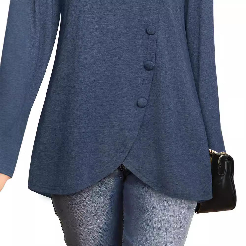 Damen Elegante Bluse mit asymmetrischem Saum und Kragen R&B