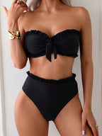 Damen Bandeau-Bikini mit voluminösen Rüschendetails und hohem Bund R&B