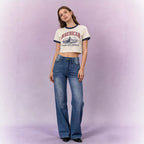Damen Weite High-Waist Jeans mit klarer Schnittführung