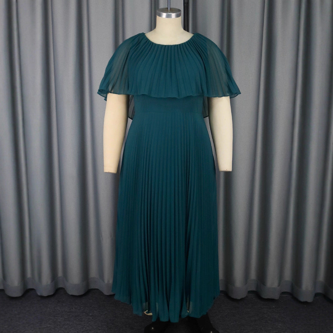 Damen Elegantes Plissee-Maxi-Kleid mit fließenden Ärmeln R&B